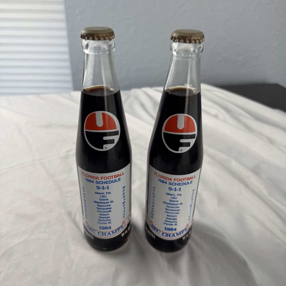 Florida Gators 1984 SEC Champs Unopened Coke Bottles Set Of 2 Coca Cola UF  10oz - Picture 2 of 3
